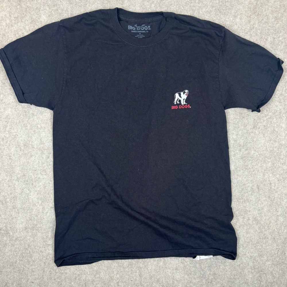 Big Dogs Graphic T-Shirt Mens Medium Black On Time Humor Short Sleeve Tee